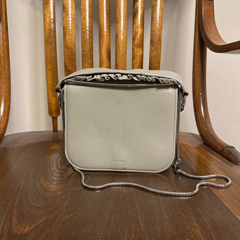 AllSaints gray leather Cross Body Bag & Clutch